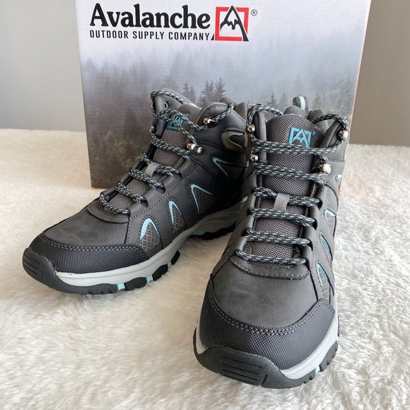 Avalanche Shoes - Avalanche Ridge Women's Breathable Hiking Boots, Speed-lace, Gray/Blue, Size 8